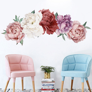 News Colorful Peony Flowers Wallpaper Retro Removable Wall Decal For Home Decor Combination Sticker Living Room Decorative Mural