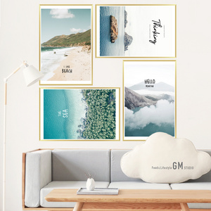 Four Frame Stickers Beautiful Seascape Wall Sticker Ocean Stone Wallpaper Home Decoration For Living Room Bedroom Wall Decal