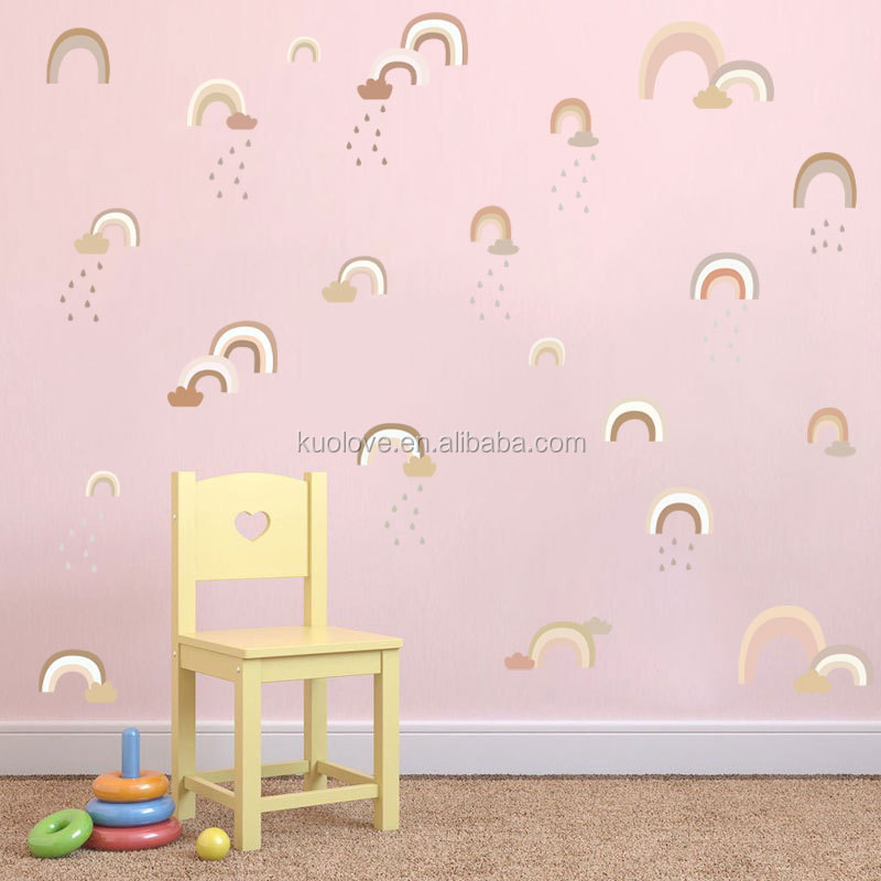 Light Pink Rainbow Wall Mural Rain Wallpaper Home Decoration For Children Living Room Bedroom Wall Decal Bedroom Stickers