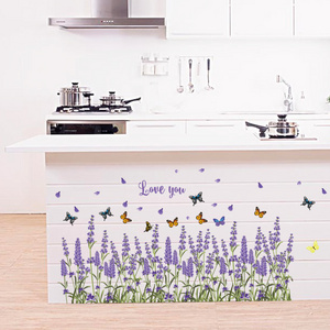 Purple Lavender Stickers For Women Room Wall Colorful Butterflies Wall Decal Love You Romantic Decorative Bedroom Wallpaper