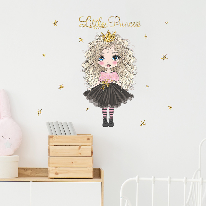 Hot Sale Little Princess Stars Wallpaper Cute Girl's Bedroom Decorative Stickers Removable Kid's Room Home Decoration