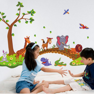 Animal Park Stickers Kid's Bedroom Decorative Cartoon Wallpaper Self Adhesive Children's Living Room Wall Murals