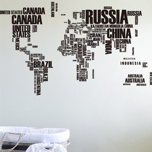 New Design World Map Wall Stickers For Kid's Room Large English Alphabet Wallpaper Creative Bedroom Home Decor Wall Decals