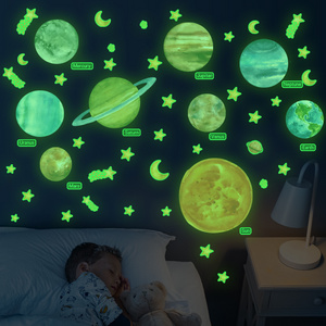 New Design Luminous Planets Wall Stickers For Room Cute Stars Moon Wallpaper Creative Kid's Bedroom Decorative Wall Decals