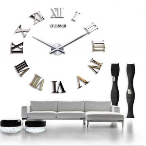 Hot Sale 3 Colors Acrylic Mirror Clock Wall Sticker 3D DIY Clocks Wallpaper Creative Living Room Decorative Decals Bedroom Mural