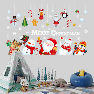 2022 Merry Christmas Wall Stickers Creative Note Snowflakes Wallpaper New Design Festival Decals Shopping Mall Window Murals