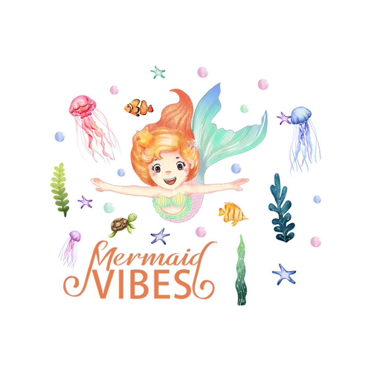 Magical Undersea World Cute Mermaid Wall Sticker For Kids Room Indoor Wallpaper For Decoration And Promotion