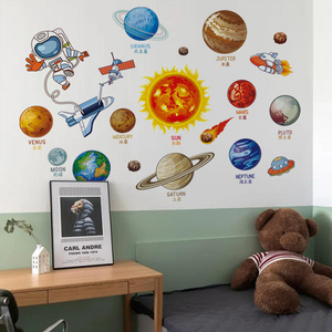 Exploring the Solar System Wall Sticker Astronauts in space Decals  Living Room Decorative Wallpaper