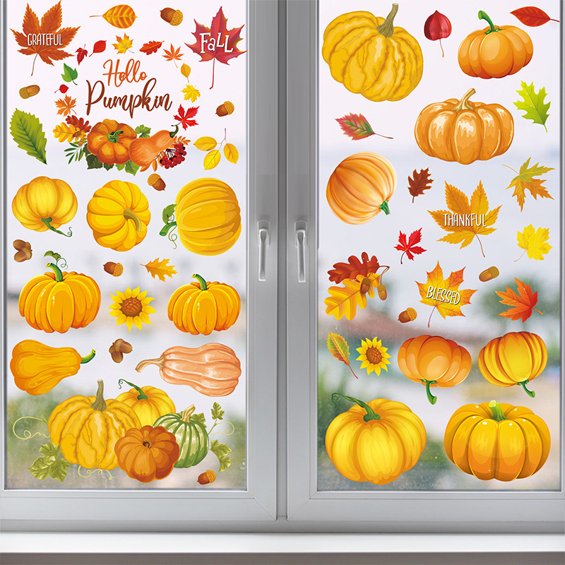 Thanksgiving Pumpkin Wall Sticker Autumn Pumpkin Decals  Living Room Decorative Wallpaper