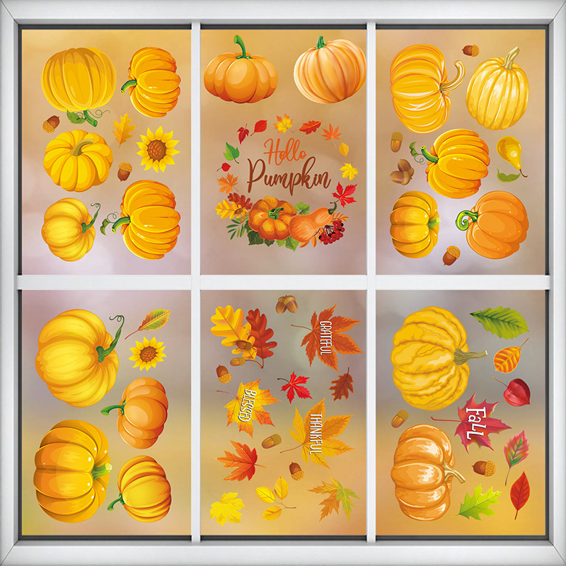 Thanksgiving Pumpkin Wall Sticker Autumn Pumpkin Decals  Living Room Decorative Wallpaper