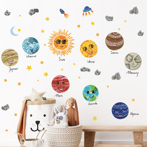 English planetary words Wall Sticker Eight Planetary Suns Decals  Living Room Decorative Wallpaper