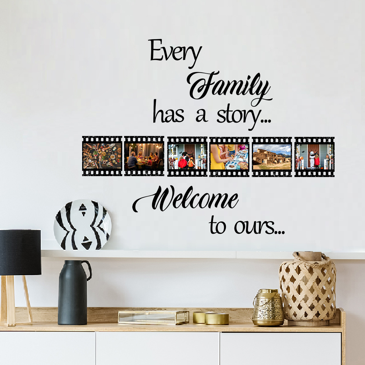 Large English film photos Wall Sticker Retro Classic Film Decals Living Room Decorative Wallpaper