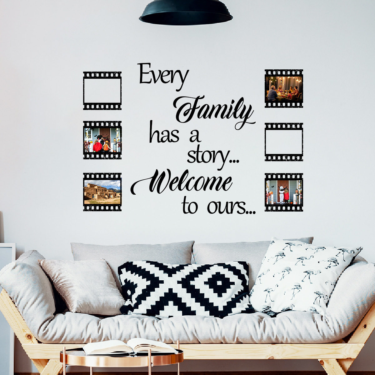 Large English film photos Wall Sticker Retro Classic Film Decals Living Room Decorative Wallpaper