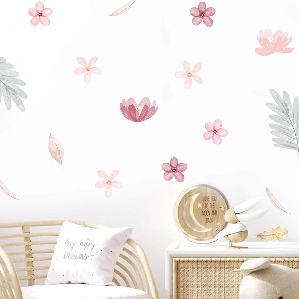 Floral leaves flower warm wall stickers Children's bedroom living room decoration wallpaper self-adhesive stickers