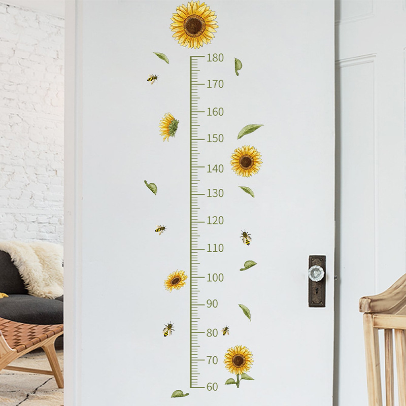 Warm sunflower Bee star rocket street light height wall stickers Children's room living room decoration wallpaper PVC stickers