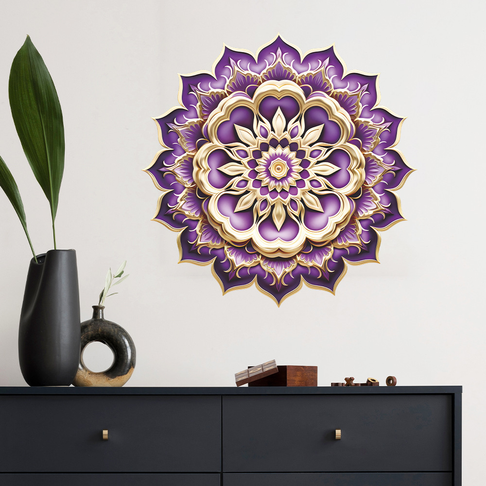 Retro creative pattern purple mandala wall stickers bedroom living room decoration wallpaper self-adhesive stickers