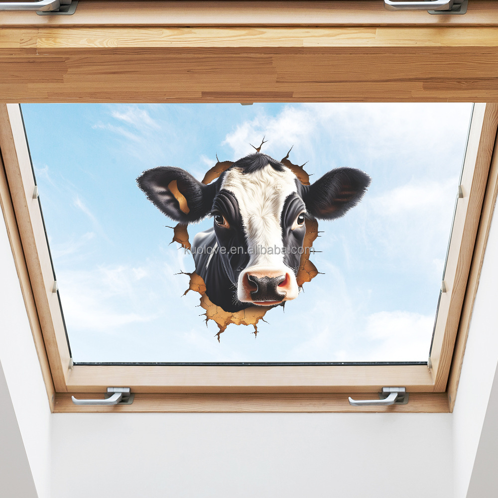 3D farm cows personality creative animal wall stickers Bedroom living room decoration wall stickers self-adhesive PVC wallpaper