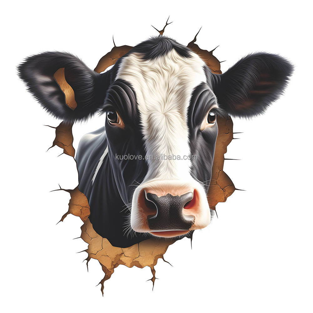 3D farm cows personality creative animal wall stickers Bedroom living room decoration wall stickers self-adhesive PVC wallpaper