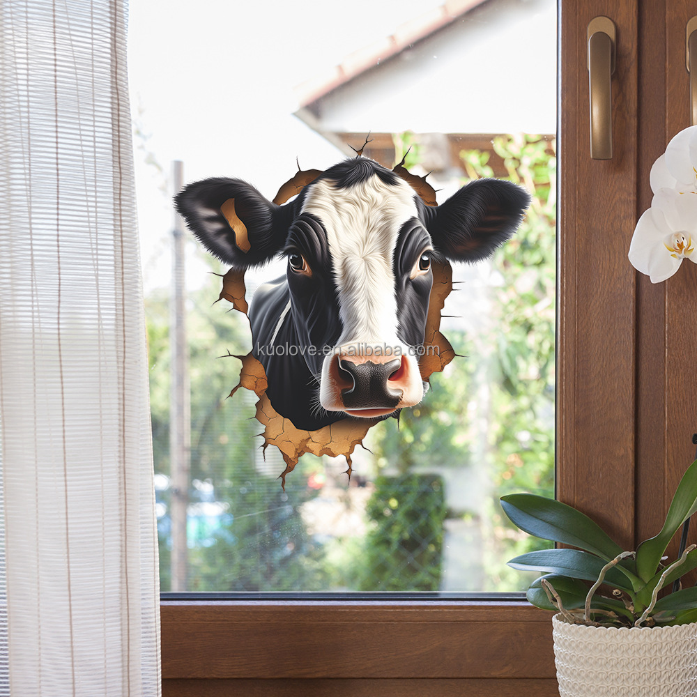 3D farm cows personality creative animal wall stickers Bedroom living room decoration wall stickers self-adhesive PVC wallpaper