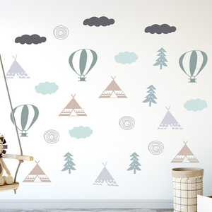 Creative Hot Air Balloon Clouds Tents Wallpaper Kid's Bedroom Decorative Stickers Children's Living Room Wall Decal