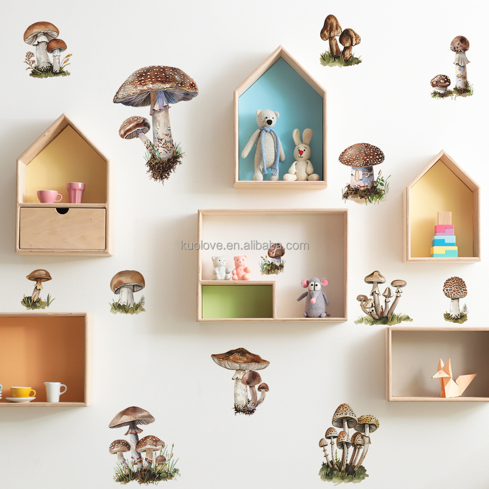 Cartoon mushroom combination wall stickers children's bedroom living room decoration wallpaper self-adhesive stickers