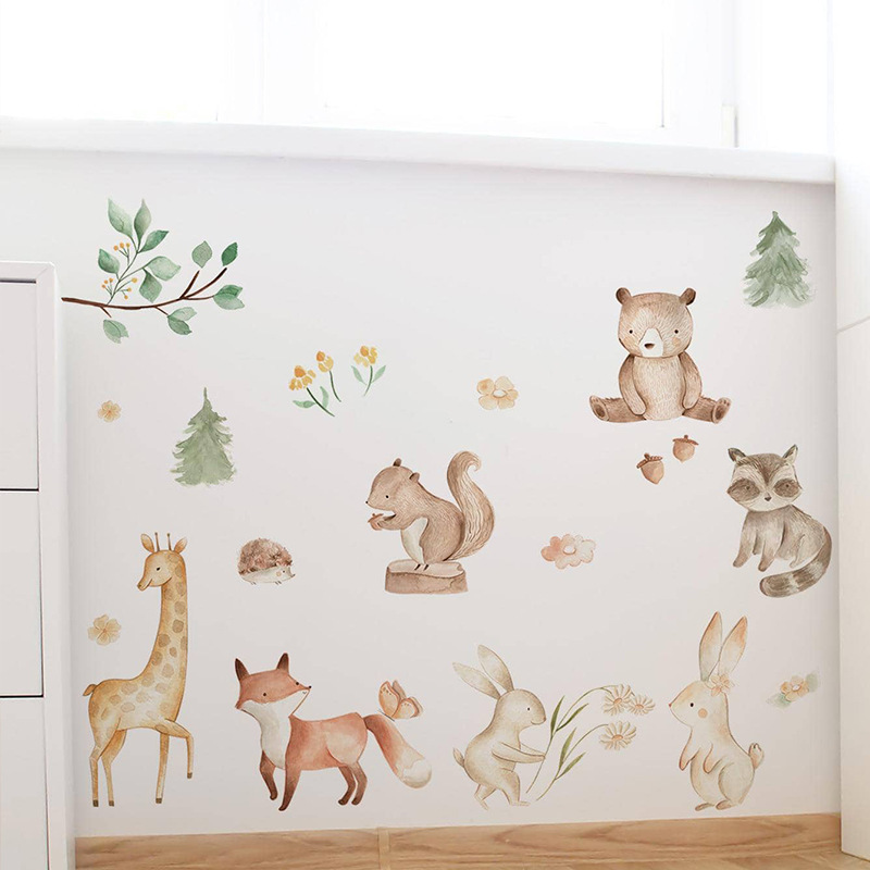 Cartoon funny rabbit Small animal PVC wall stickers living room children's bedroom self-adhesive decorative wallpaper