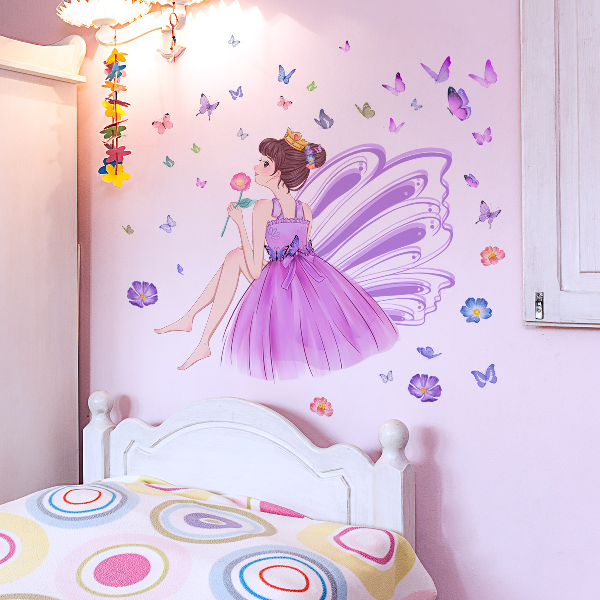 Butterfly Princess Wall Sticker Kids Room Decals Waterproofs And Removable Wallpaper Self-adhesive Home Decor