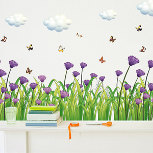 Cornflower Chrysanthemum Grass Wall Sticker Little Fresh Chrysanthemum Grass Decals Living Room Decorative Wallpaper