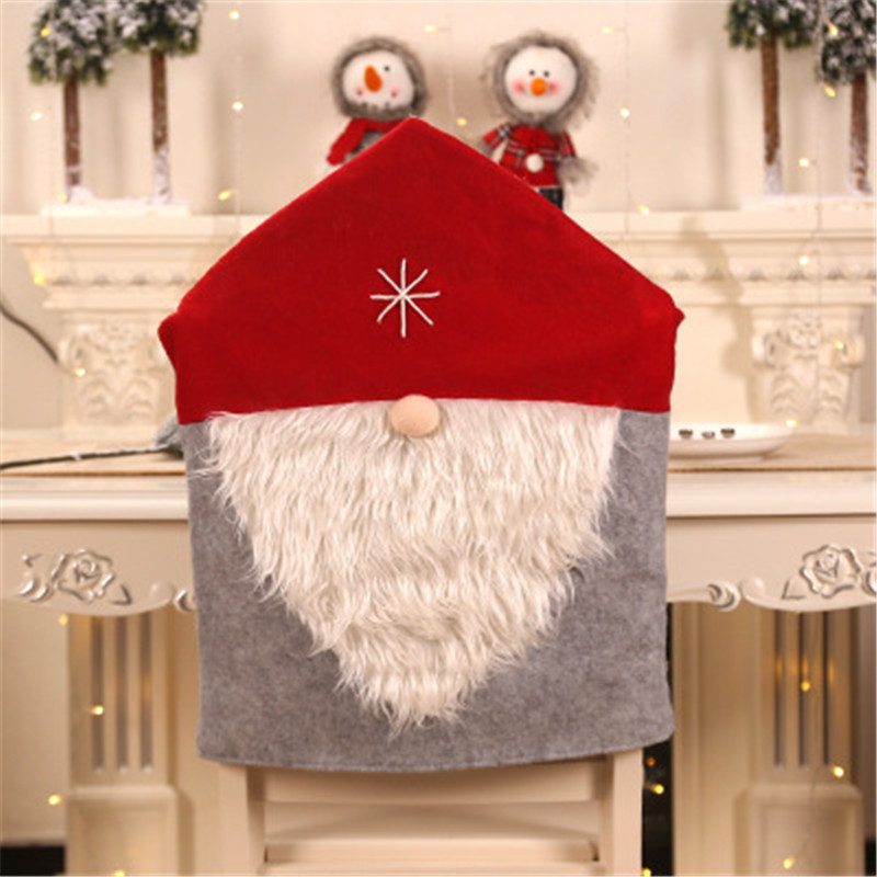 Santa Claus Red Hat Christmas Chair Set Restaurant Decoration Home Decorations For Holiday Beautiful Chair Cover