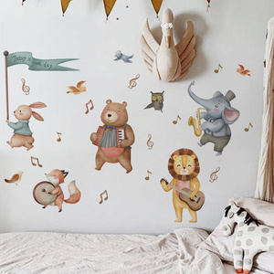 Cartoon Animal Band Wall Sticker Cartoon bird note Decals Living Room Decorative Wallpaper