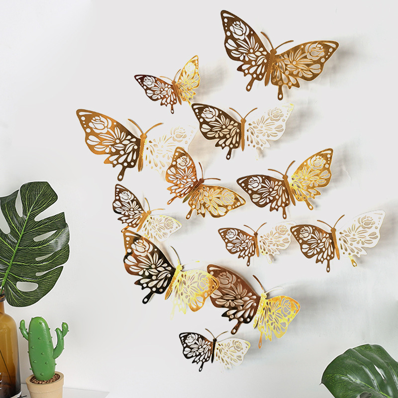 Creative Hollow Pattern Butterflies Wallpaper Cute Paper Butterfly Sticker For Bedroom Removable Living Room Wall Mural