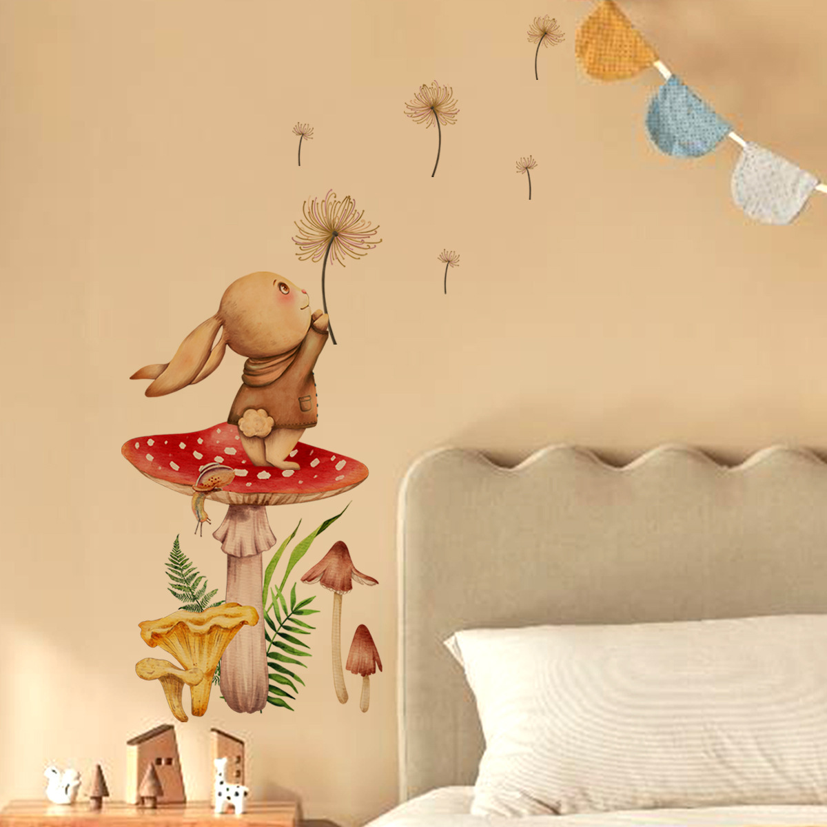 Rabbit Mushroom Dandelion Wall Sticker Decorative And Self-adhesive Wallpaper For Decoration And Promotion