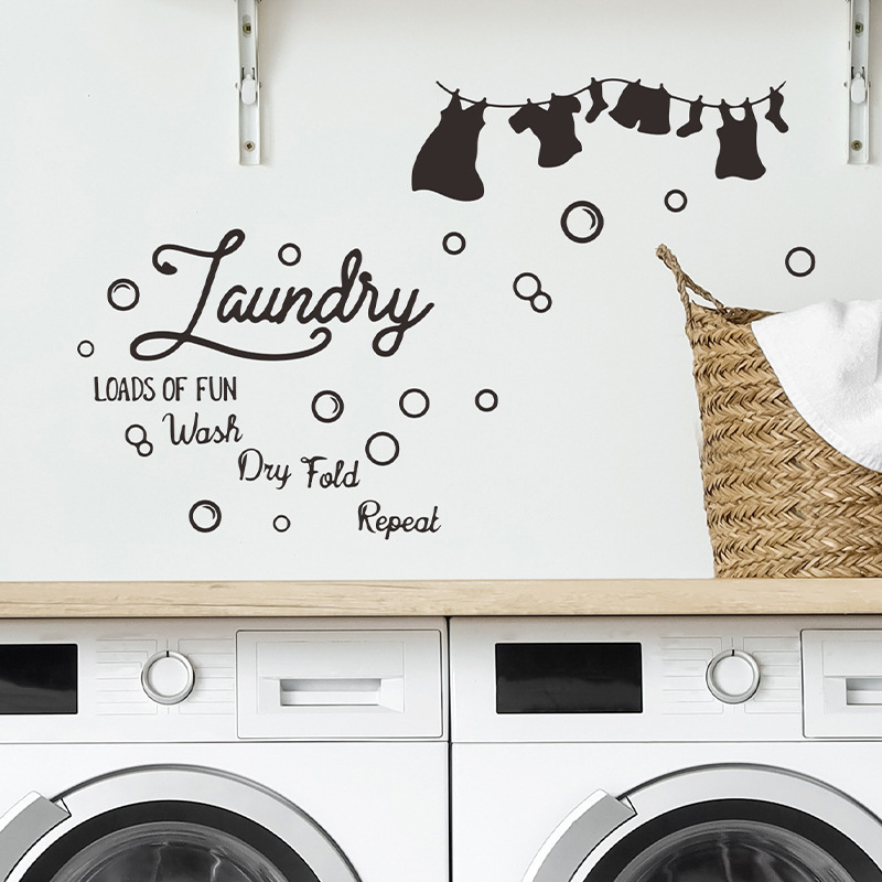 English slogan LAUNDRY wall stickers Home background decoration wallpaper PVC self-adhesive stickers