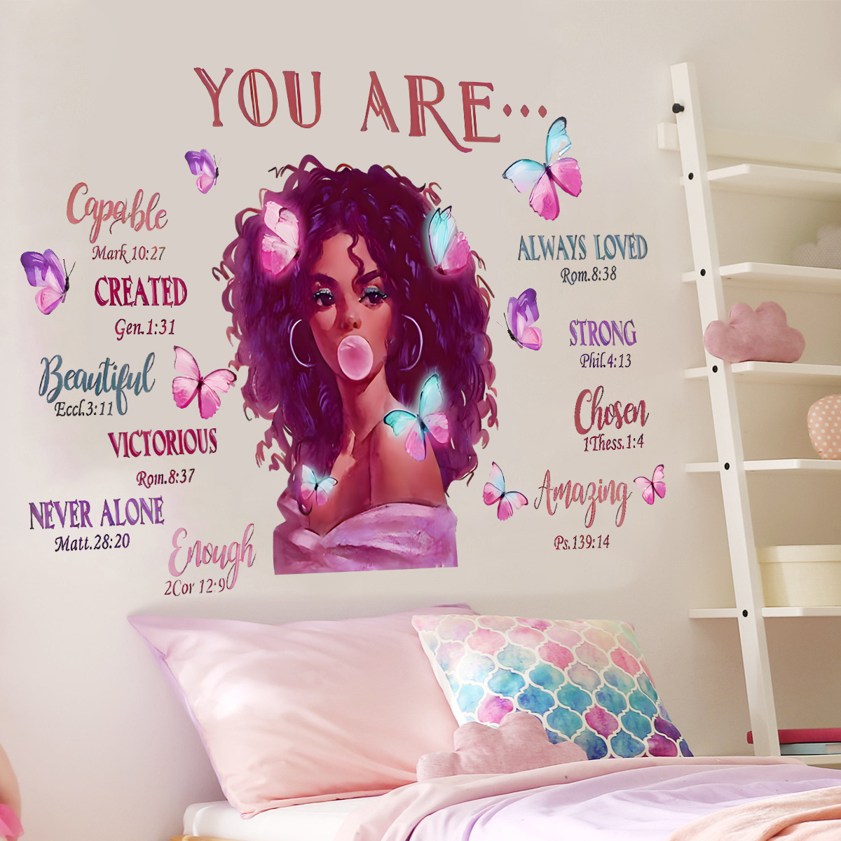 Personality Europe and America sexy black girl wall sticker English title sticker living room bedroom decoration wall sticker