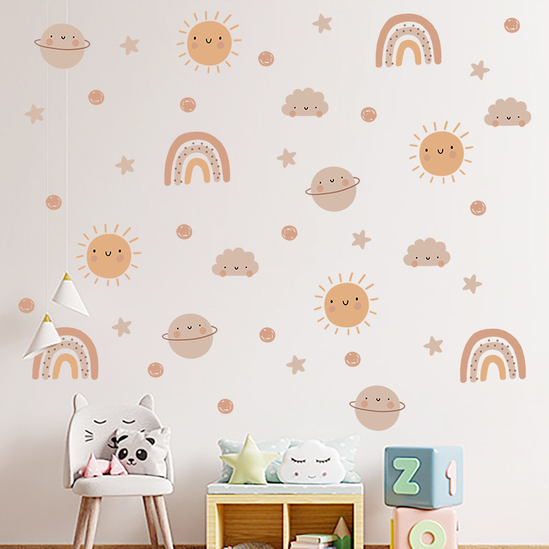 Hot Sale Rainbow Sun Cloud Wall Sticker Cartoon Living Room Decal Creative Kid's Bedroom Wallpapers Children's Decorative Murals