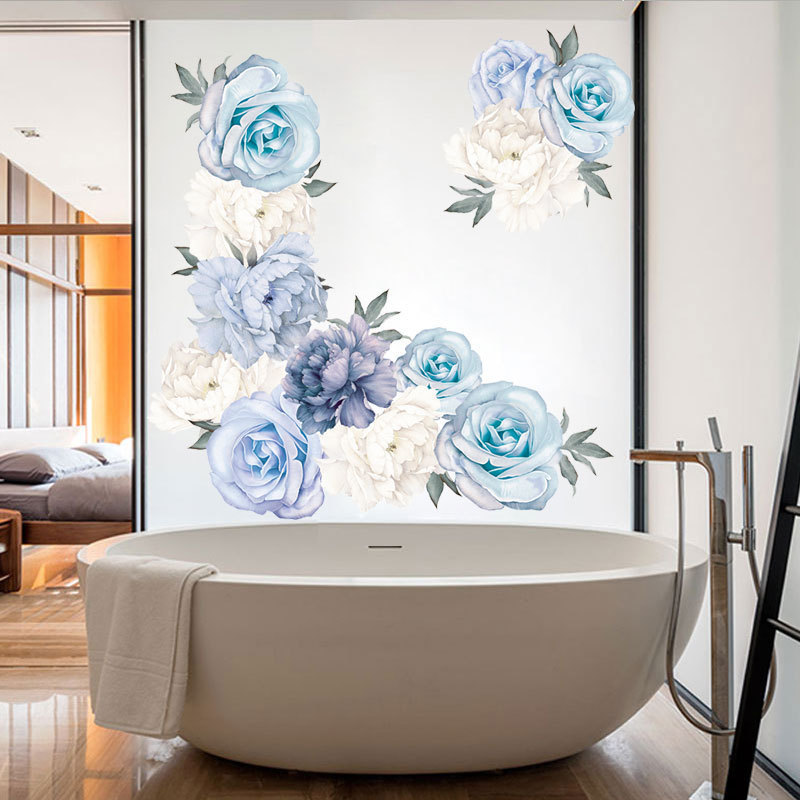 News Blue And White Flower Wallpaper For Women Living Room Wall Decal Home Decoration Chinese Peony Stickers TV Blackboard