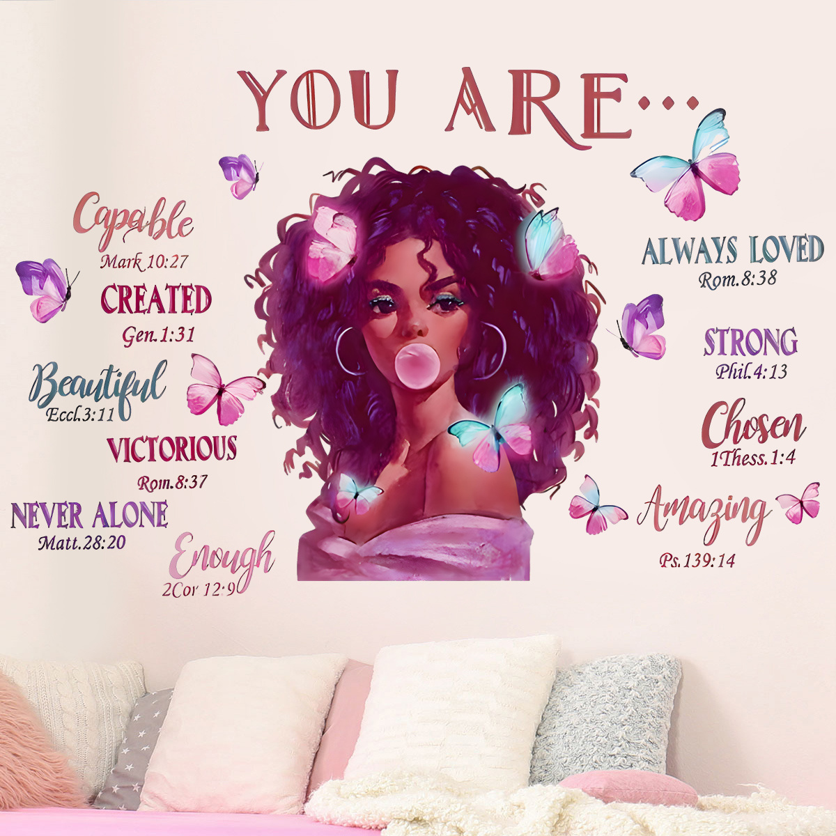 Personality Europe and America sexy black girl wall sticker English title sticker living room bedroom decoration wall sticker