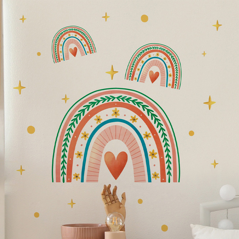 Painted stars Polka dots Rainbow PVC wall stickers Children's bedroom decorative wall stickers self-adhesive wallpaper