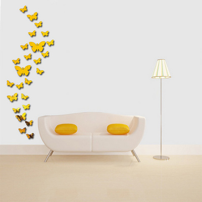 2 Colors Butterfly Mirror Wall Stickers Creative Home Decor 3D Acrylic Wallpaper For Bedroom Removable Living Room Wall Decal