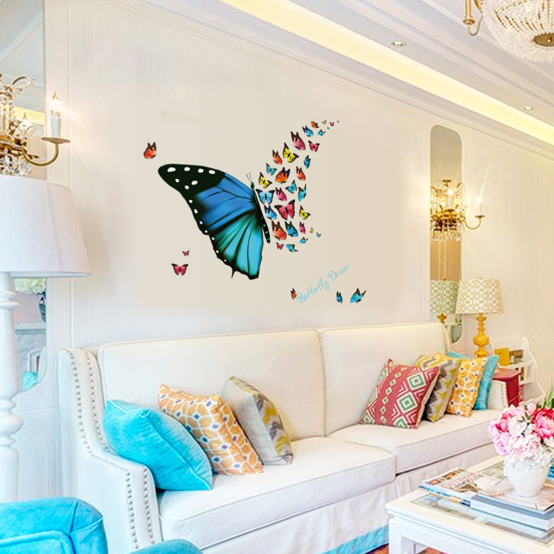 Colorful Butterflies Wall Stickers Beautiful Butterfly Dream Wallpaper For Bedroom Fashion Home Decor TV Background Wall Decal