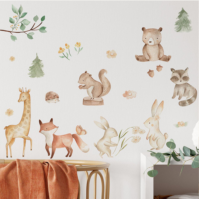 Cartoon funny rabbit Small animal PVC wall stickers living room children's bedroom self-adhesive decorative wallpaper