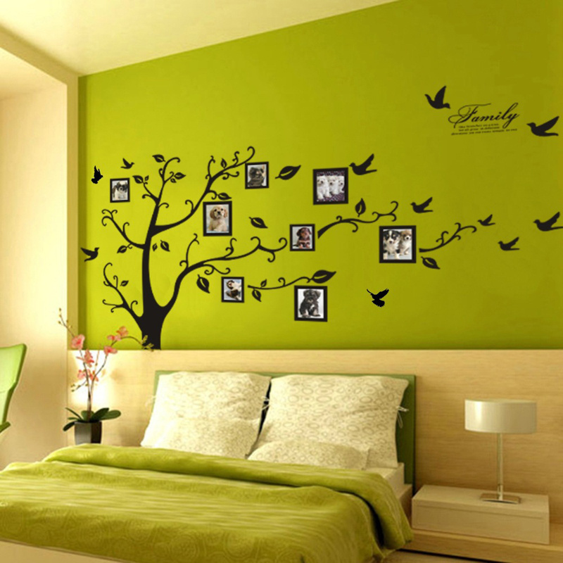 Modern Home Decor Black Photo Frame Tree Wall Stickers Family Forever Memory Tree Wall Decal Fashion Wallpaper For TV Background