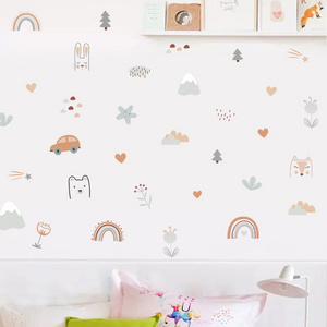 Cartoon Animals Stickers Rainbow Stars Decals Creative Kid's Bedroom Wallpaper Self Adhesive Living Room Decorative Murals