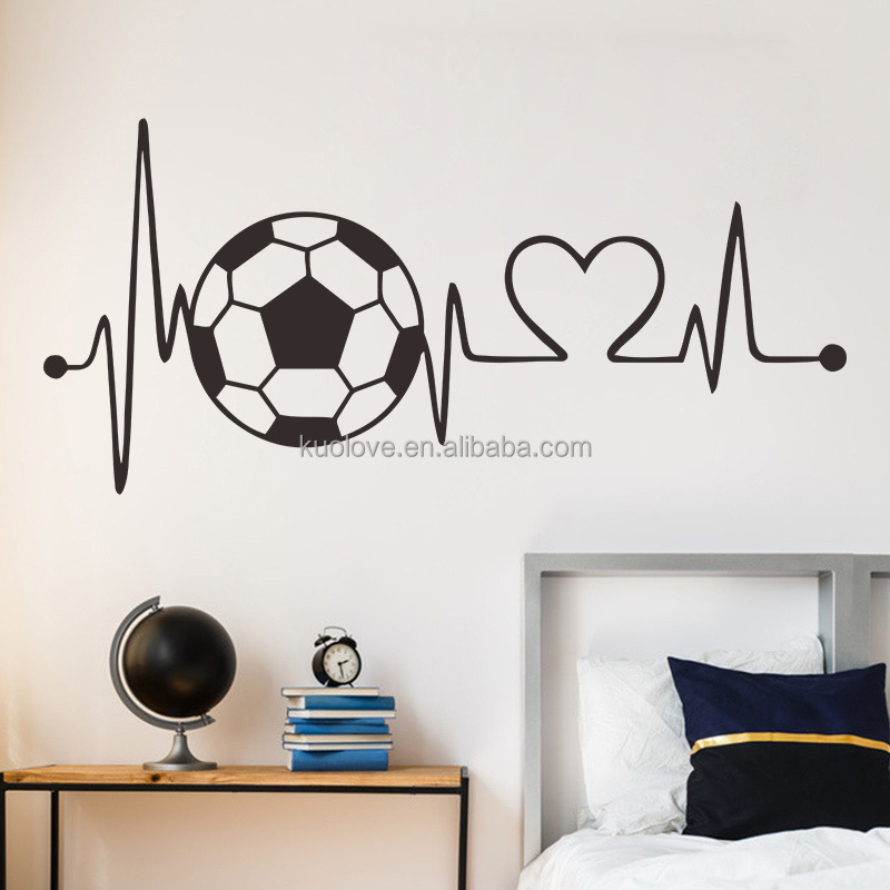 Football Heat Shape Stickers Creative Living Room Decorative Wallpaper Self Adhesive Bedroom Wall Decals Geometrical Line Mural