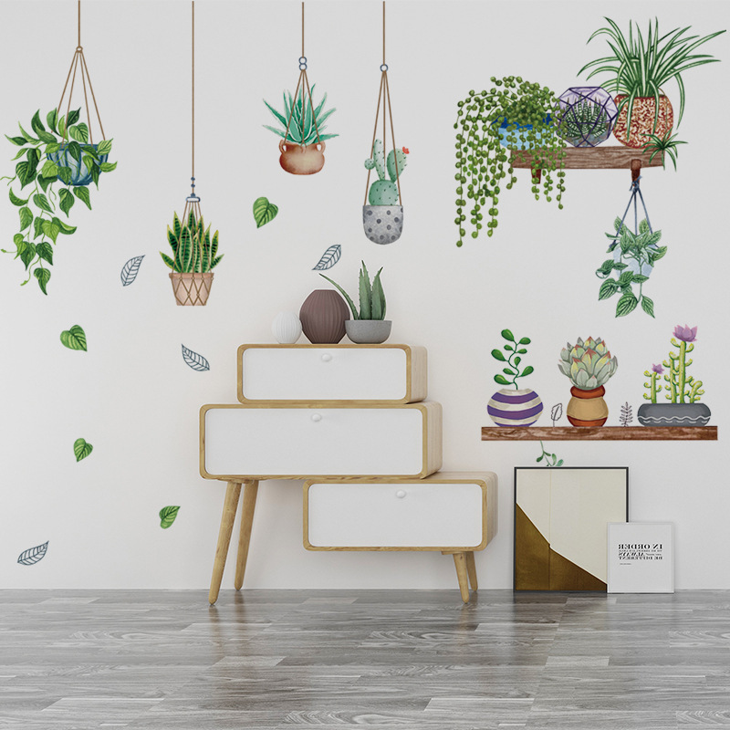 Dream Home Wall Sticker Fresh Plant Potting Decals  Living Room Decorative Wallpaper