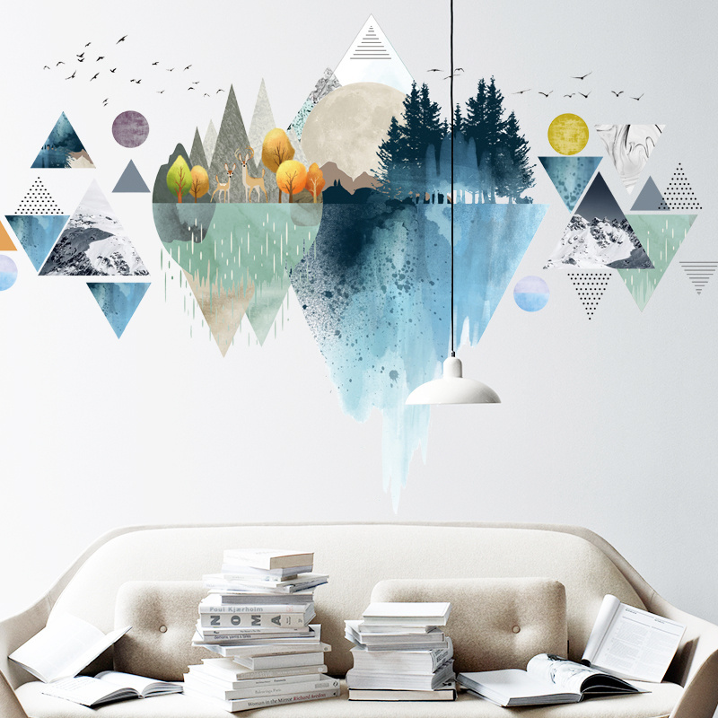 Geometric Triangle Circle Wallpaper Nordic Style Home Decoration Wall Sticker For Living Room Bedroom TV Background Wall Decal