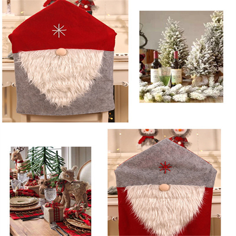 Santa Claus Red Hat Christmas Chair Set Restaurant Decoration Home Decorations For Holiday Beautiful Chair Cover