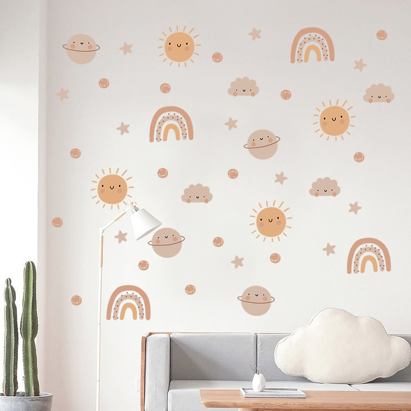 Hot Sale Rainbow Sun Cloud Wall Sticker Cartoon Living Room Decal Creative Kid's Bedroom Wallpapers Children's Decorative Murals