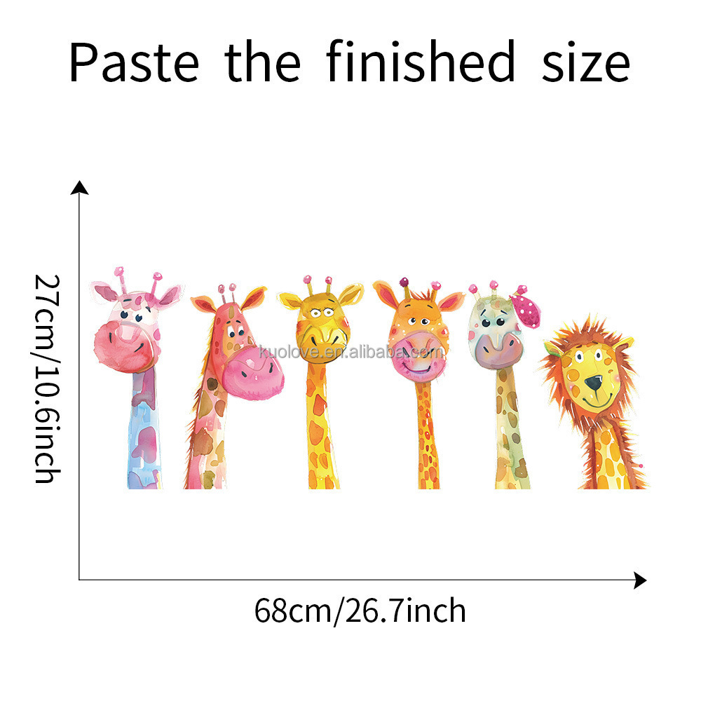 Cartoon painted giraffe family wall stickers Children's bedroom living room decoration wallpaper self-adhesive PVC stickers