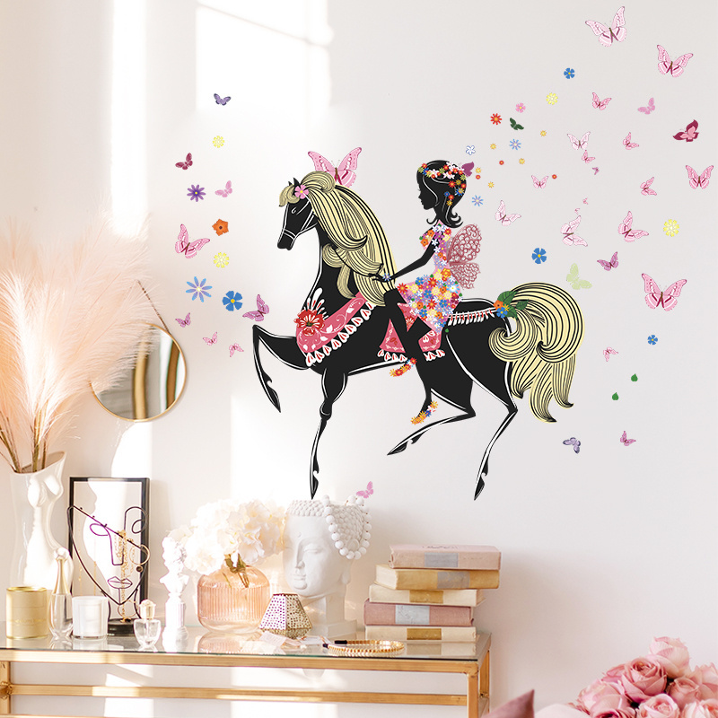 Flower Fairy With Butterfly Wings Wall Mural Fashion Beauty With Colorful Butterflies Wallpaper Home Decor For Women Living Room